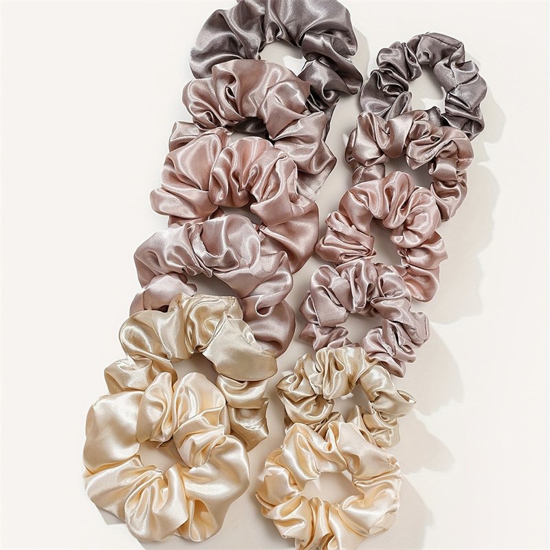 Custom Satin Silk Elastic Hair Bands Bulk Designer Scrunchies Hair Ties Manufacturer's Packaging Premium Hair Tools Accessories