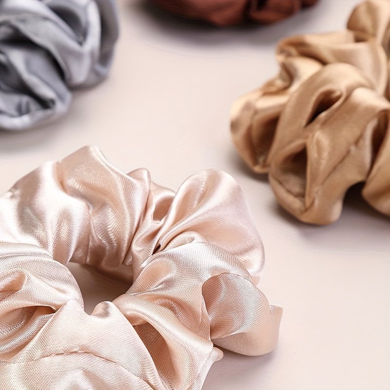 Custom Satin Silk Elastic Hair Bands Bulk Designer Scrunchies Hair Ties Manufacturer's Packaging Premium Hair Tools Accessories