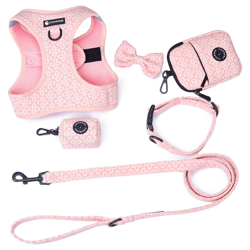Custom Design Dog Harness Pet Collar Leash Bow Tie And Bandana Tough Trail Harness High End Design Dog Leash