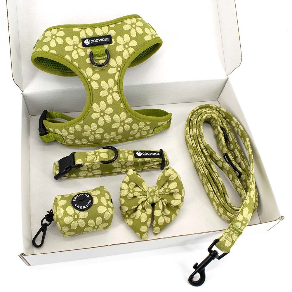 Custom Design Dog Harness Pet Collar Leash Bow Tie And Bandana Tough Trail Harness High End Design Dog Leash