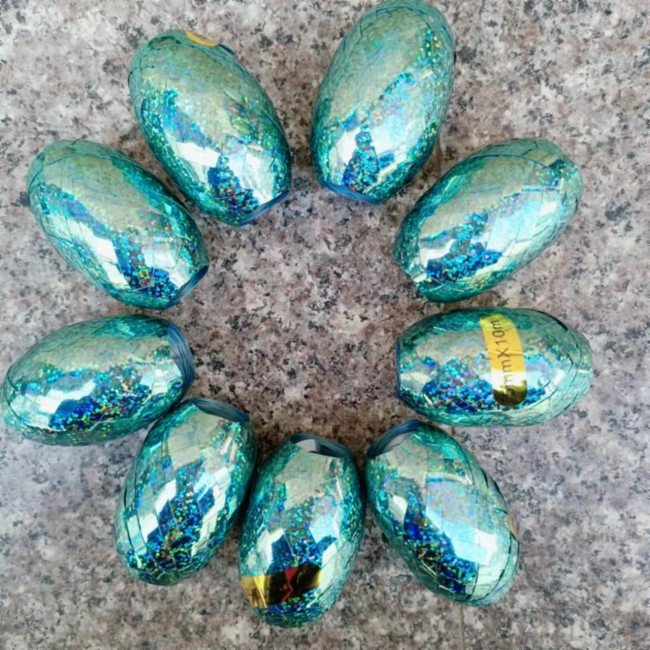 wholesale 10m length Egg Shape Balloon laser gold silver blue pink green Ribbon Rugby string ribbon for balloon gift rope