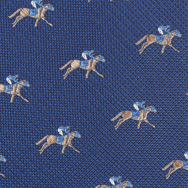 Dacheng Navy Blue Horse Riding Man Pattern Necktie Animal Jacquard Corbatas Silk Tie