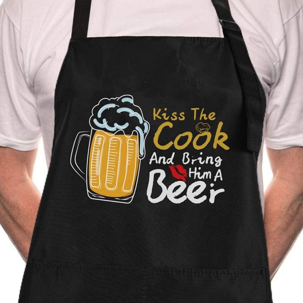 Custom Black Long Polyester Cotton Gardening Aprons Custom Logo Adjustable Kitchen Apron Cooking Chef Apron