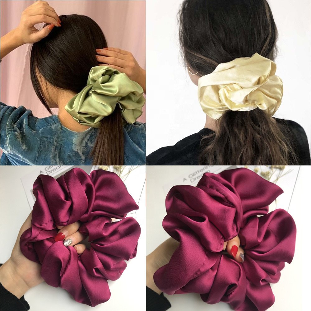 MIO Wholesale Oversized Hair Ties Designer Extra XL Jumbo Giant Scrunchy 18/15cm Large Satin Solid Color Hair Scrunchies