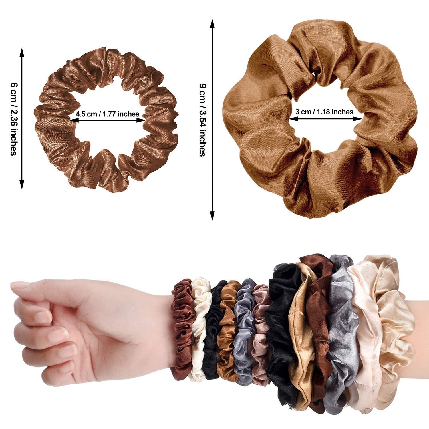 Satin Hair Scrunchies Silk Elastic Hair Bands Skinny Hair Ties Ropes Ponytail Holder for Women Girls