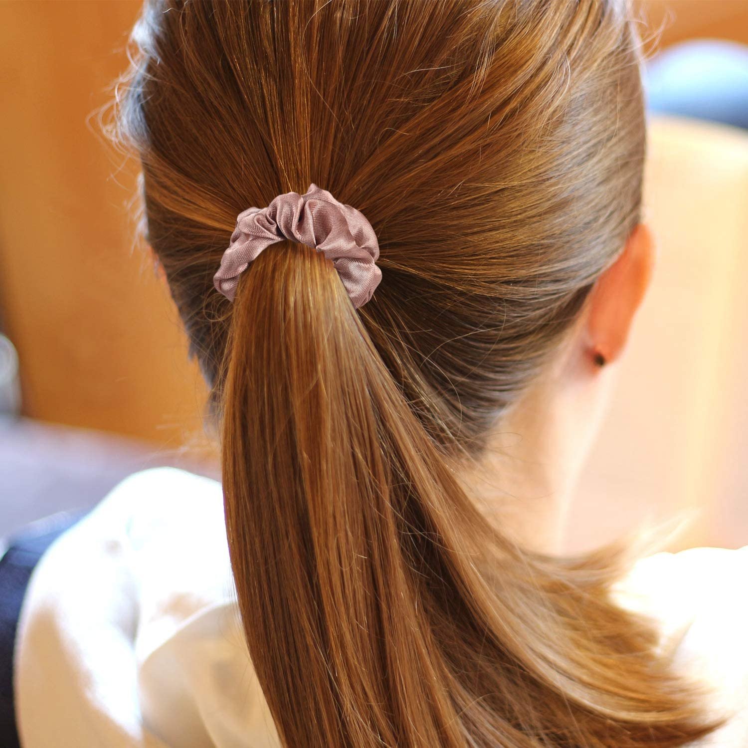 Satin Hair Scrunchies Silk Elastic Hair Bands Skinny Hair Ties Ropes Ponytail Holder for Women Girls
