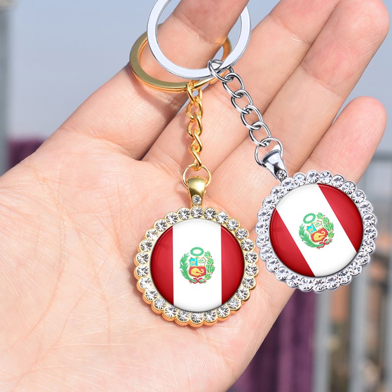 80 Model Peru Country Map Flag Pendant Tie Clip Lapel Pin Ring Brooch Cuff Link Necklace Bracelet Earrings Key Chain Jewelry Set
