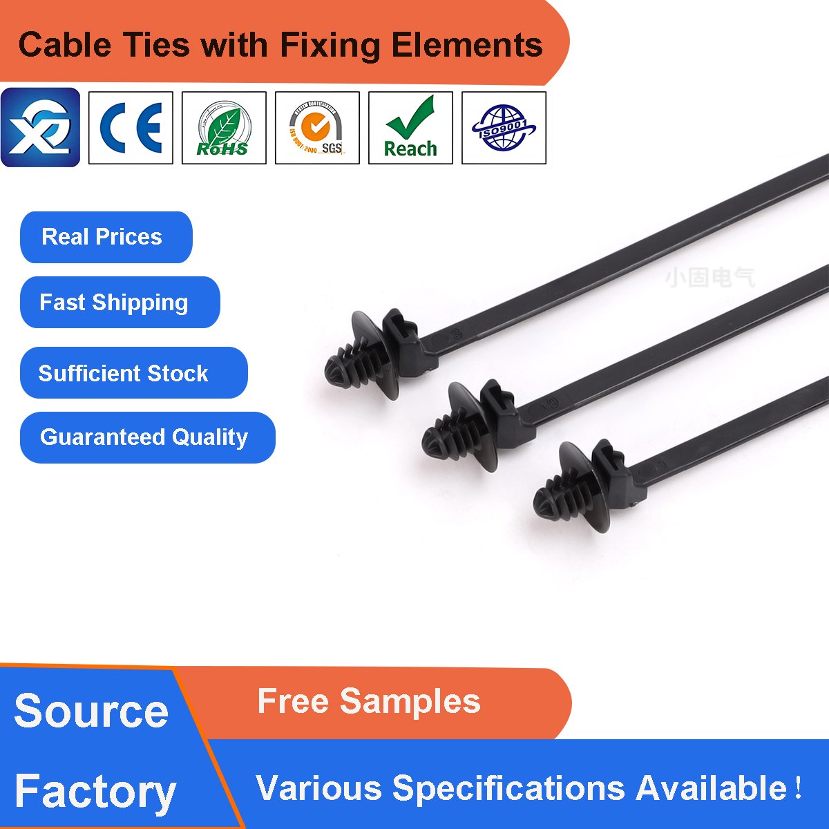 Push Mount Nylon Cable Zip Tie with Innovative Fir Tree Head Locking