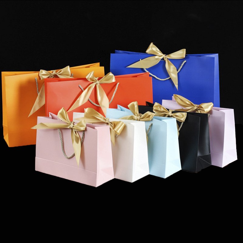 Luxury Custom Paper Bag For Jewelry Packaging Gift Paper Bags Ribbon Handle With Logo