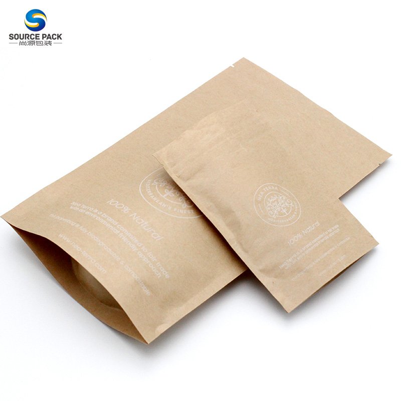 Recyclable Zipper Brown Kraft Paper Bags Custom Biodegradable Brown Kraft Paper Pouch Stand Up Pouch