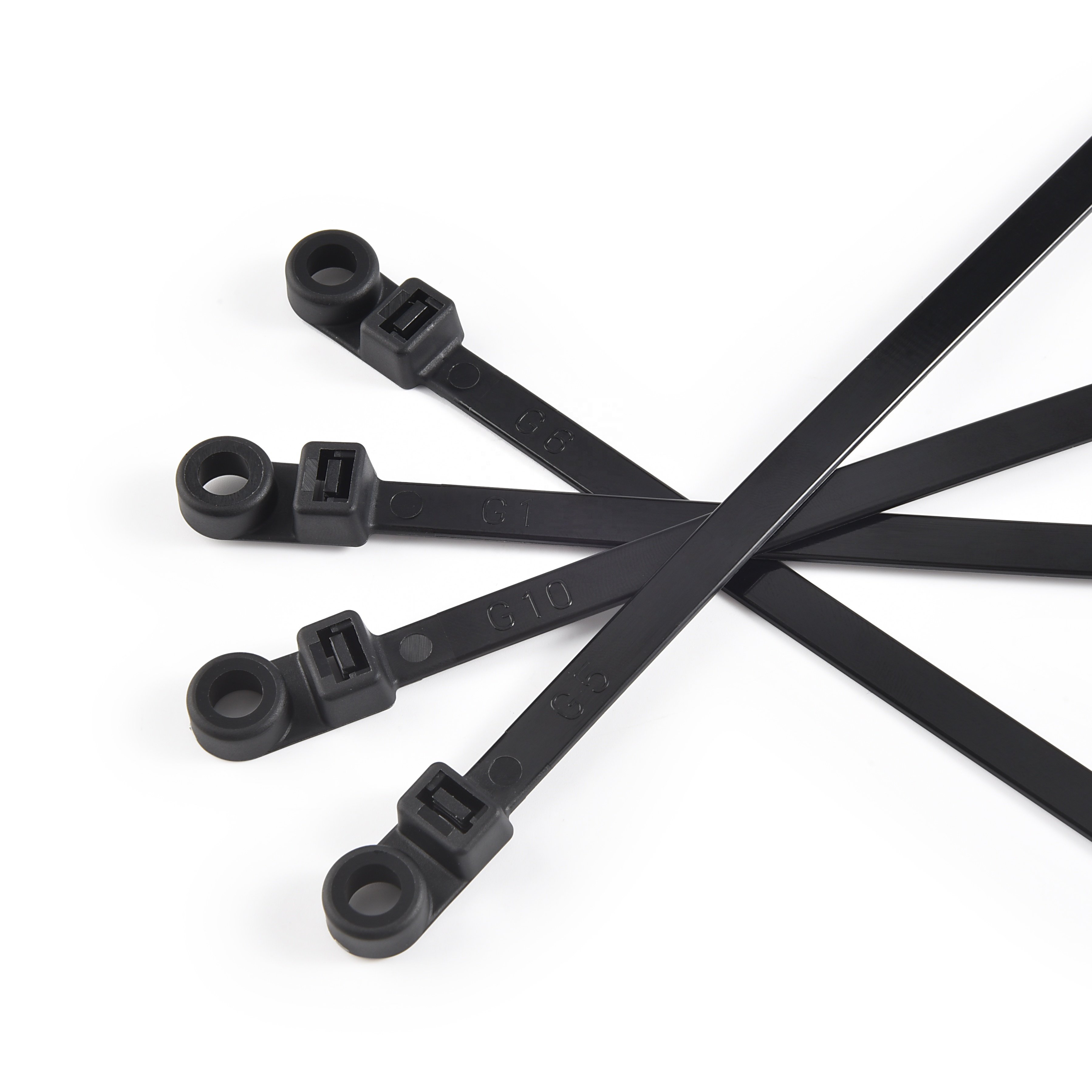 Wholesale Screw Tie Mount 100pcs PA66 Nylon Cable Ties with Mounting Nails Hole