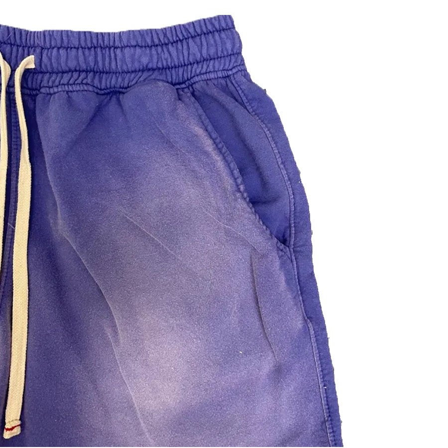 Multi Colours Custom Men Vintage Sun Dye Fade Sweat Shorts 100% Cotton Fleece Raw Edge Puff Printing Men's Acid Wash Shorts