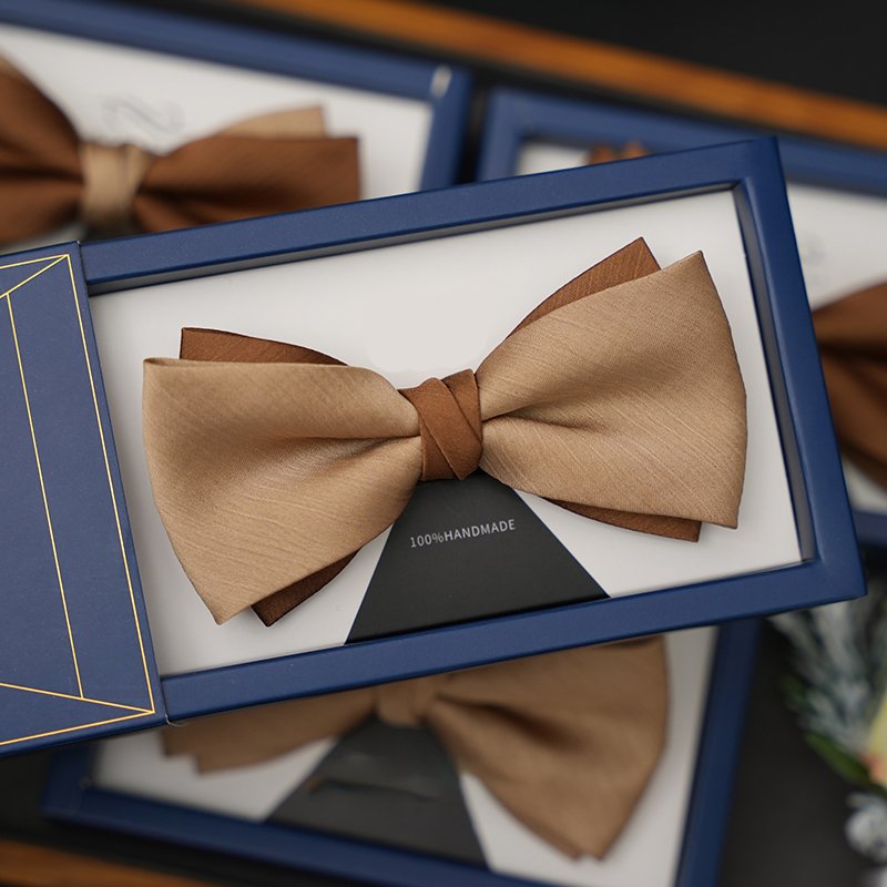 High-end mens wedding groom best man wedding champagne bow tie for mens suit formal bow tie