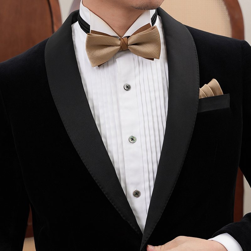 High-end mens wedding groom best man wedding champagne bow tie for mens suit formal bow tie