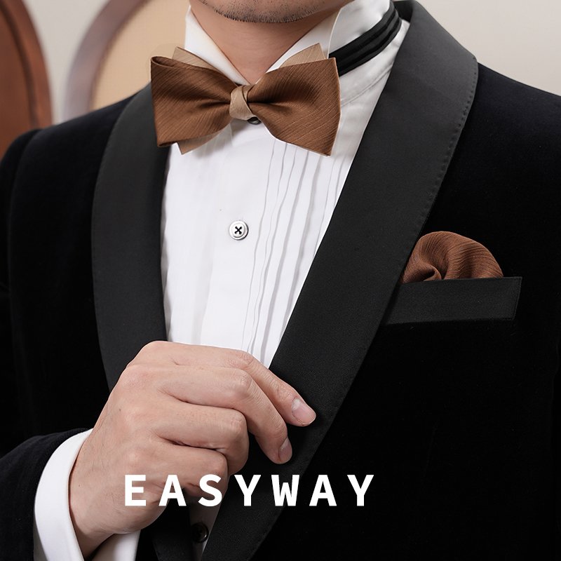 High-end mens wedding groom best man wedding champagne bow tie for mens suit formal bow tie