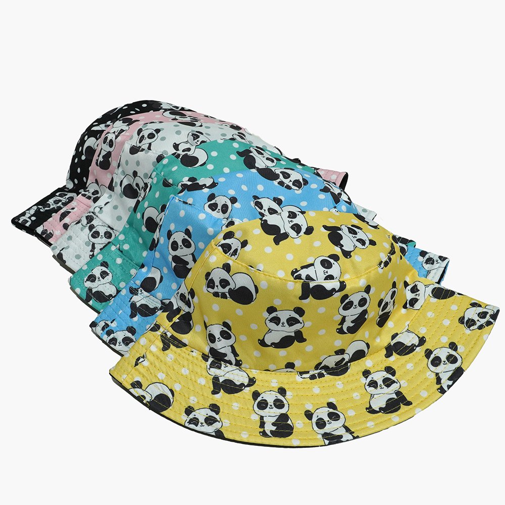 Wholesale Bucket Hat Custom Cute Panda All Over Printing OEM Tie Dye Reversible Fisherman Hat Summer Bucket Cap Fashion Gorras