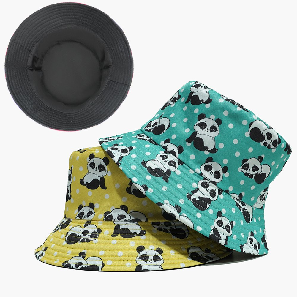 Wholesale Bucket Hat Custom Cute Panda All Over Printing OEM Tie Dye Reversible Fisherman Hat Summer Bucket Cap Fashion Gorras