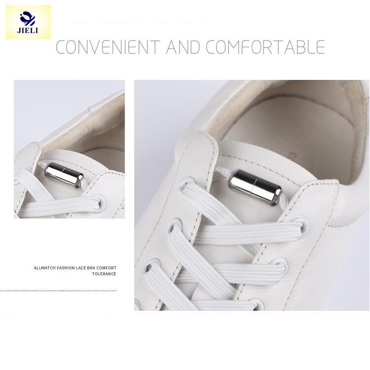 Jieli Capsule Locking No Tie Speed Shoelace Flat Quick Elastic Shoe Laces with Colorful Screw Locks wholesale