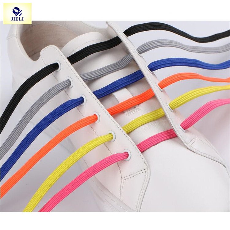 Jieli Capsule Locking No Tie Speed Shoelace Flat Quick Elastic Shoe Laces with Colorful Screw Locks wholesale