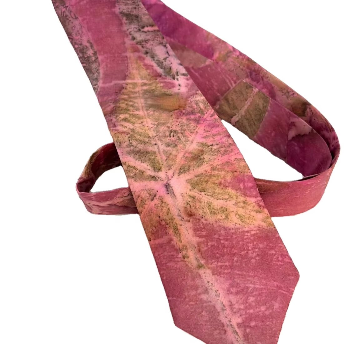 High Quality Ecoprinted Pink Silk Tie Pocket Square Set Custom Unique Neckties Men Luxury Formal Business Classic Wholesale
