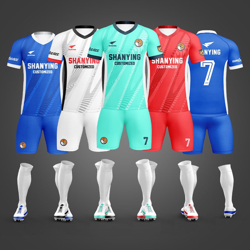 Wholesale Blank Jerseys Soccer Wear Sets Adult Breathable Football Uniform Quick Drying Soccer Jersey Kit Print Football Shirts