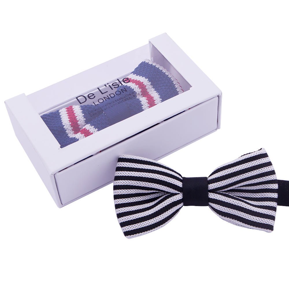 Top Seller Products OEM Service Polyester Men's Bow Tie Wholesale New Design Classic Stripe Pattern Business Knit Bow Ties
