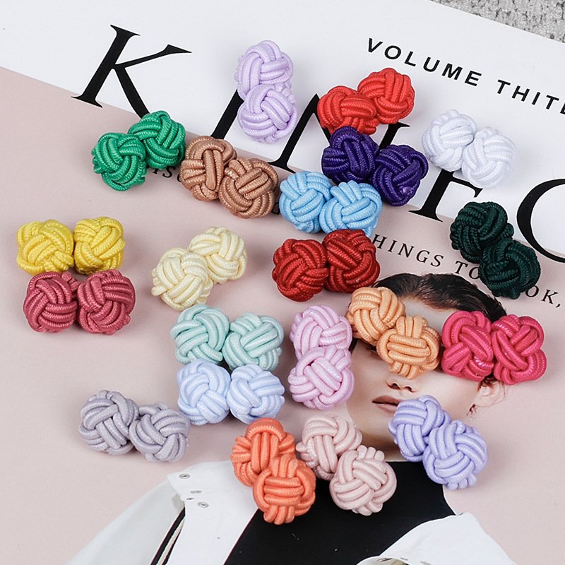 Wholesale High Quality Multicolor Silk Knot Cufflinks Elastic Cuff Links Fabric Cufflinks