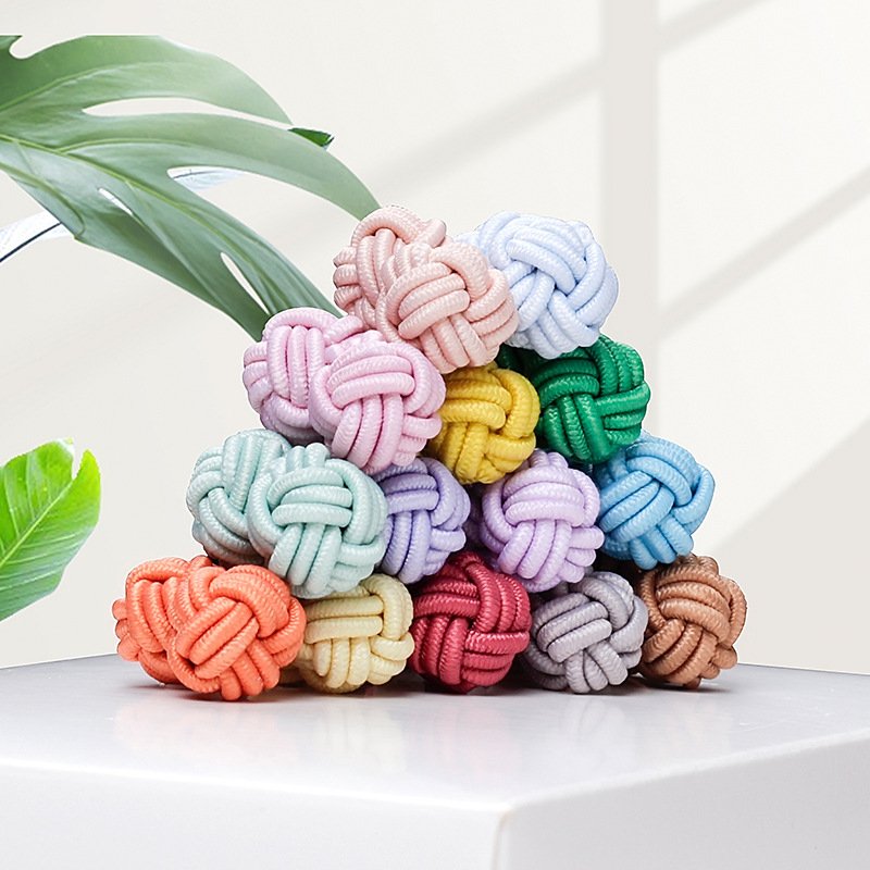 Wholesale High Quality Multicolor Silk Knot Cufflinks Elastic Cuff Links Fabric Cufflinks