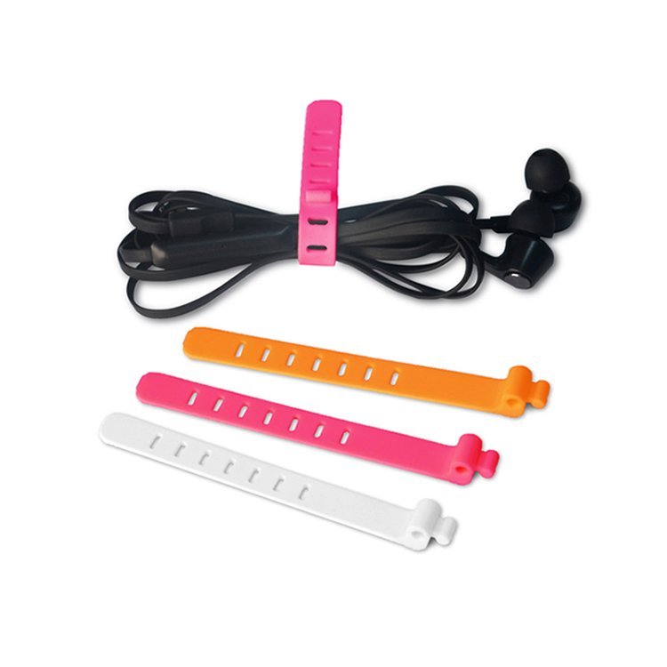 New design logo printed twist lock silicone rubber cable ties