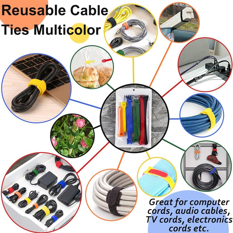 Reusable Hook And Loop Microfiber Cable Ties For Electronics