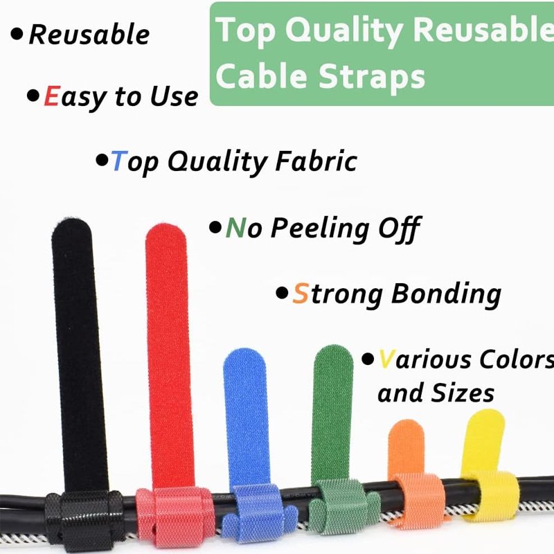 Reusable Hook And Loop Microfiber Cable Ties For Electronics