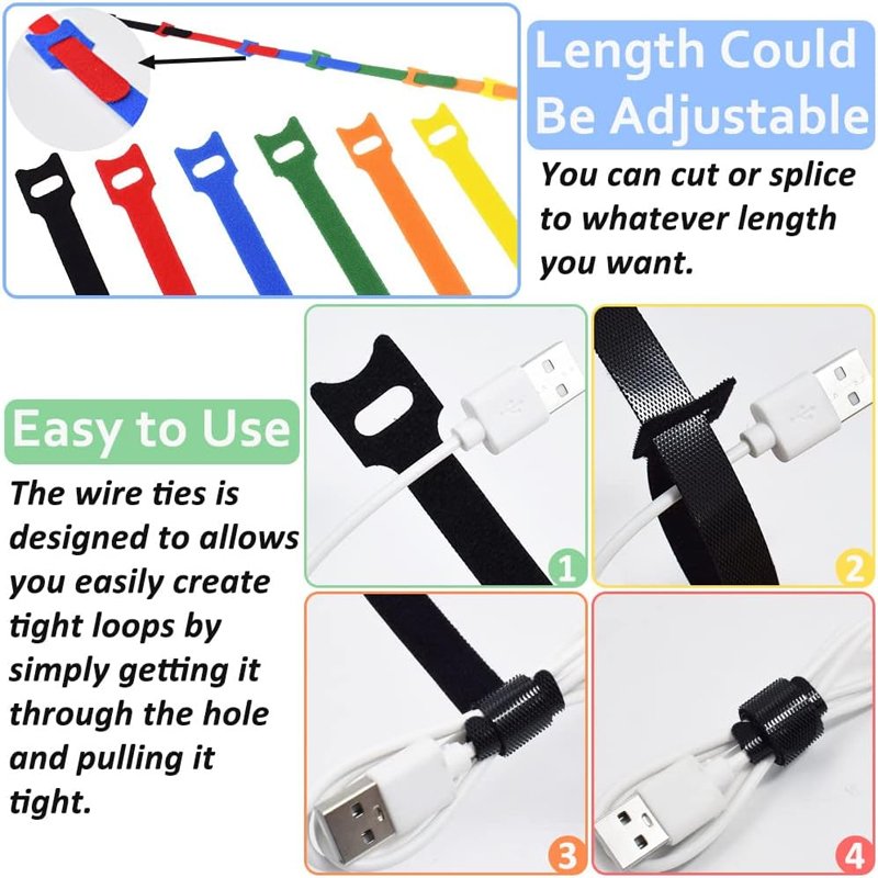Reusable Hook And Loop Microfiber Cable Ties For Electronics