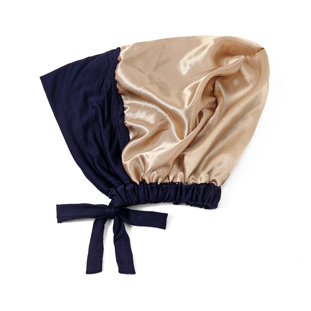 2022 New Designs Solid Modal Pirate Hat Satin Hair Lined Innerscarf Tie Back Women Undercaps Modal Jersey Silk Inner Hijab Caps