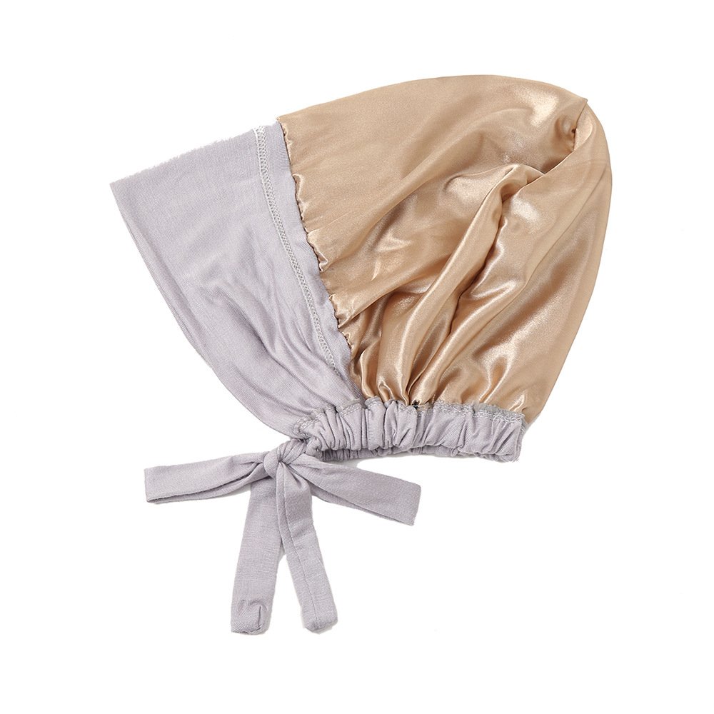 2022 New Designs Solid Modal Pirate Hat Satin Hair Lined Innerscarf Tie Back Women Undercaps Modal Jersey Silk Inner Hijab Caps