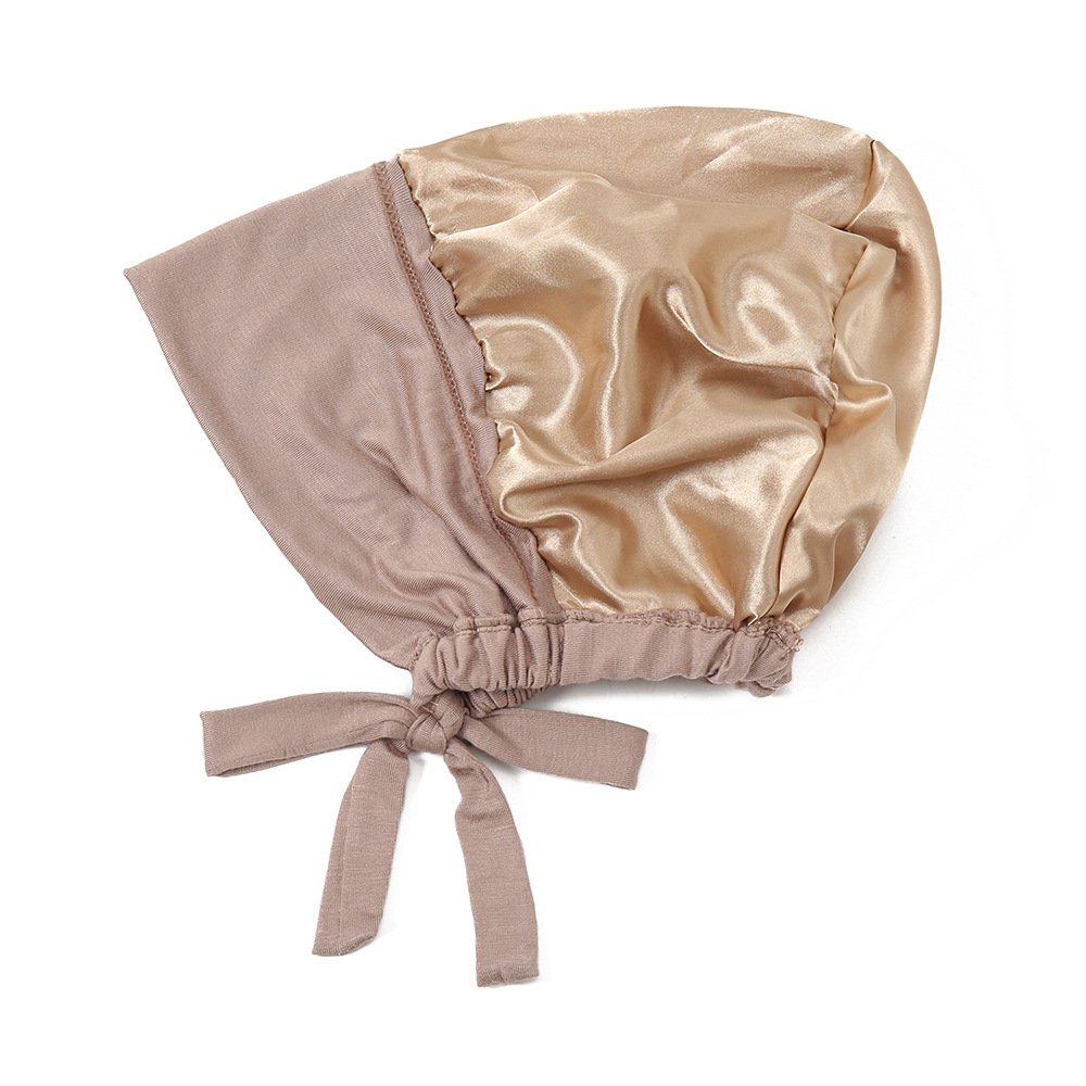 2022 New Designs Solid Modal Pirate Hat Satin Hair Lined Innerscarf Tie Back Women Undercaps Modal Jersey Silk Inner Hijab Caps