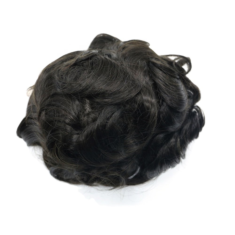Premade High Grade Black Indian Human Hair Prosthesis Pieces Medium Heavy Density Advanced Hair Systems Toupee with Baby Hair