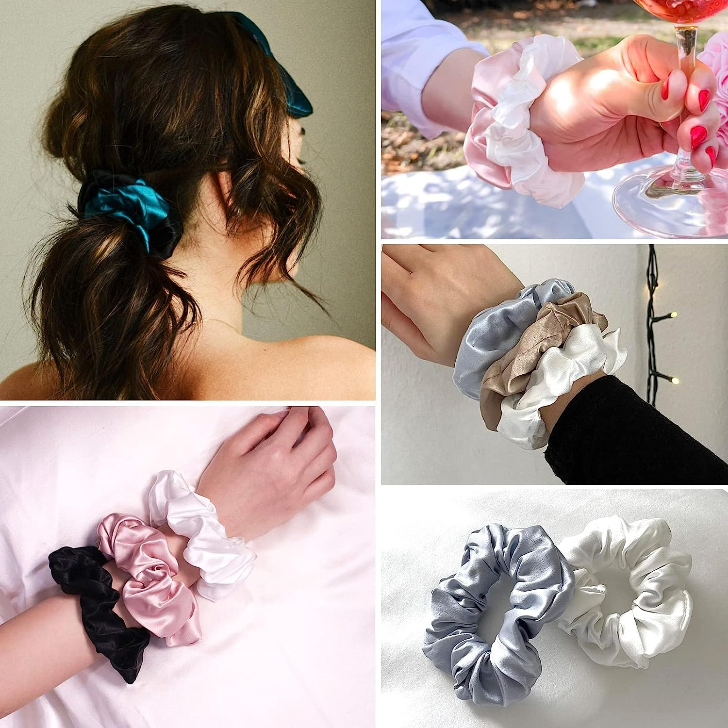 Custom Hair Decorations Colorful Silk Scrunchie 100% Real Silk Hair Tie Mulberry Silk Scrunchies
