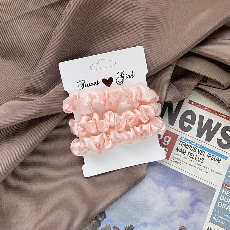 3 Pcs/Set New Style Stain Silk Scrunchies Rubber Head Bands Elastic Hair Tie For Women Girls Hair Accessories