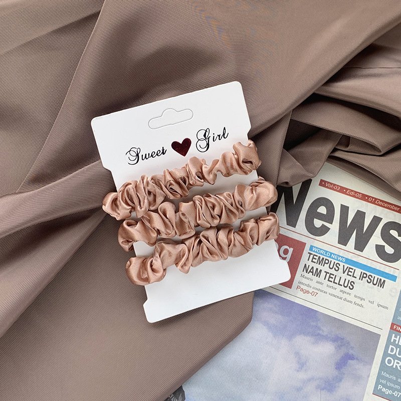 3 Pcs/Set New Style Stain Silk Scrunchies Rubber Head Bands Elastic Hair Tie For Women Girls Hair Accessories