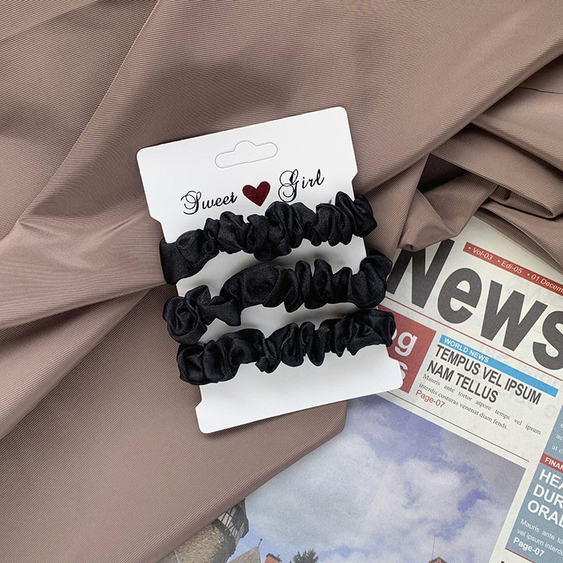 3 Pcs/Set New Style Stain Silk Scrunchies Rubber Head Bands Elastic Hair Tie For Women Girls Hair Accessories