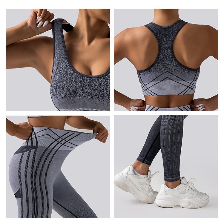 Customized 2pcs Seamless Gradient Color Vest Trousers Tie Dye Sportswear Yoga Sets Gym Workout Set For Women