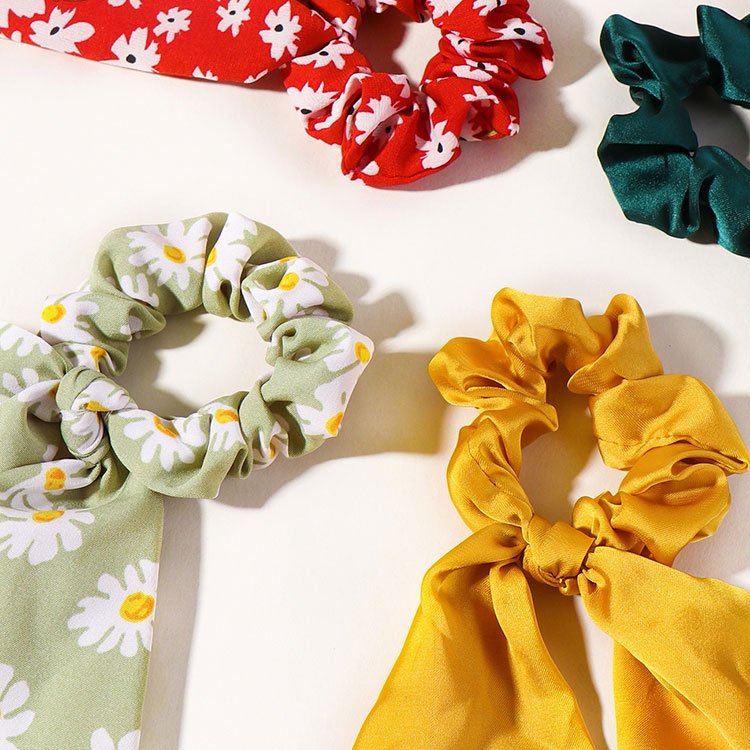 custom logo ties elastic crunchies women bulk pastel hair band silk satin scrunchie for hair