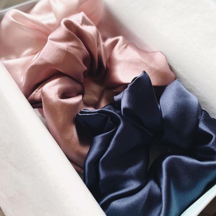 satin mulberry silk hair ties 100% pure real silk scrunchies skinny silk custom flower scrunchies