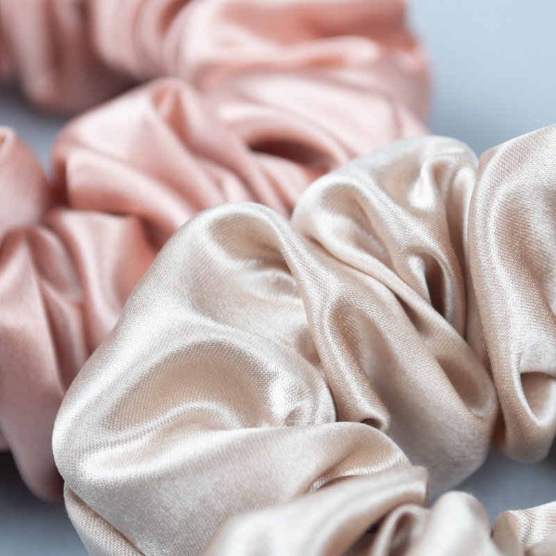 satin mulberry silk hair ties 100% pure real silk scrunchies skinny silk custom flower scrunchies