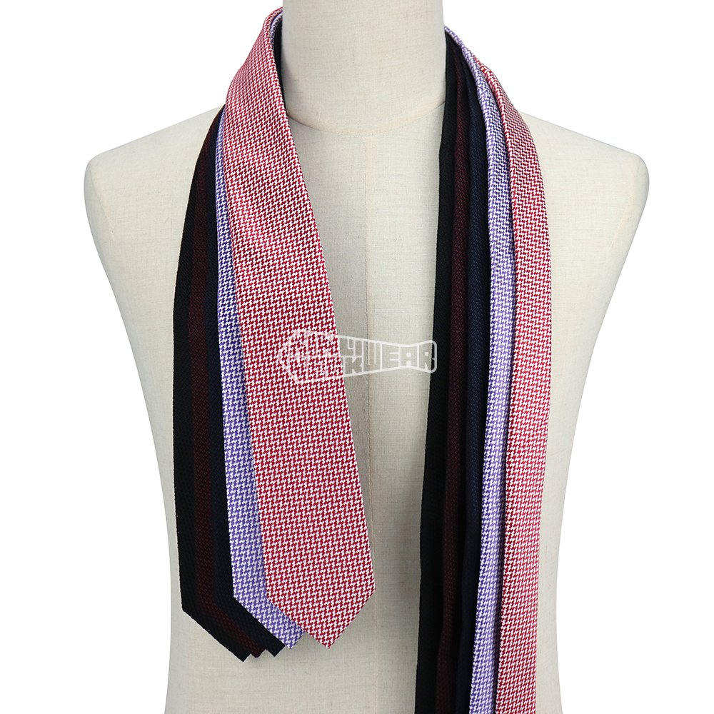 Custom Plaid Polyester Complete Luxury Houndstooth Sublimated With Logo Pattern Custom Suit Men Fashion Tie