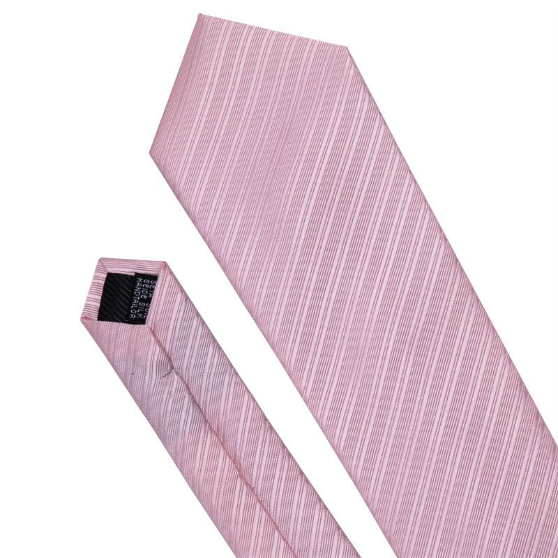 Hot Sale Men's Fashion/Casual Formal Classic Woven Jacquard Silver Pink Striped Necktie Pocket Square Cufflinks Gift Set For Men