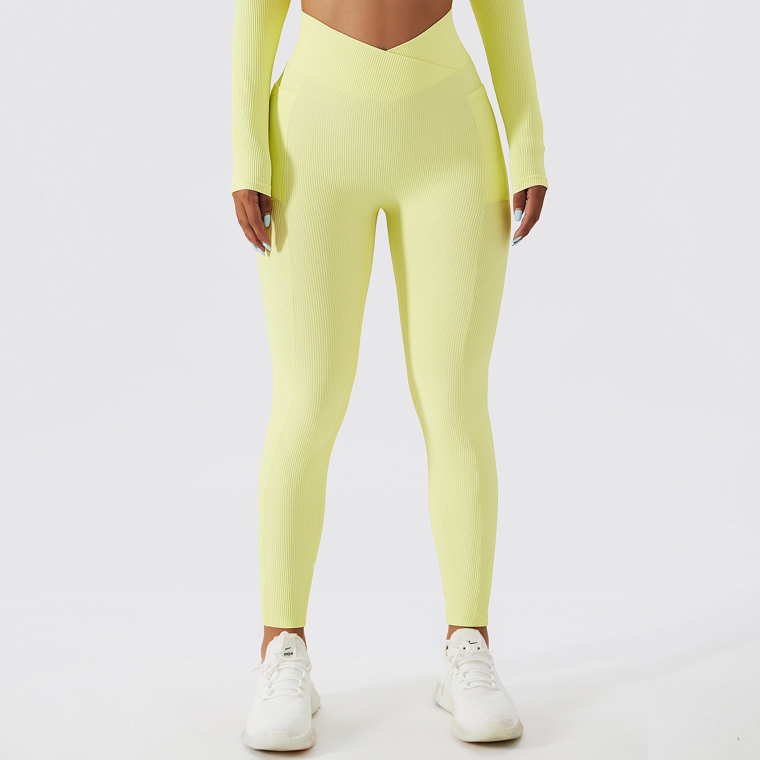 Hot Sale Women Tummy Control Butt Lift Booty High Waist Gym Workout Legging Seamless Solid Gym Yoga Leggings With Pocket