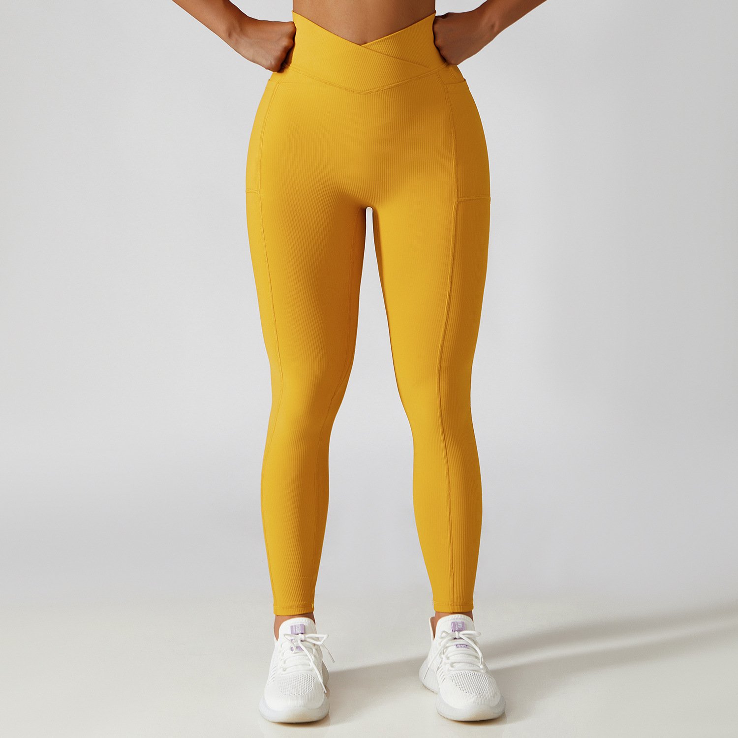 Hot Sale Women Tummy Control Butt Lift Booty High Waist Gym Workout Legging Seamless Solid Gym Yoga Leggings With Pocket