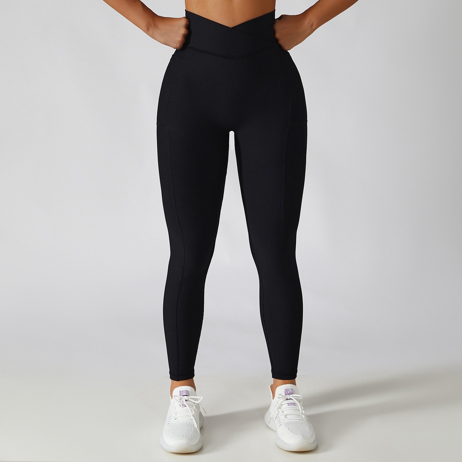 Hot Sale Women Tummy Control Butt Lift Booty High Waist Gym Workout Legging Seamless Solid Gym Yoga Leggings With Pocket