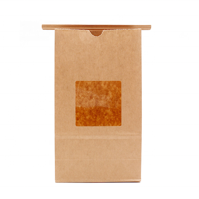 Custom High Quality Bakery Coffee Treat Popcorn Bags White Stand Up Kraft Paper Window Bag With Tin Tie Tab Lock